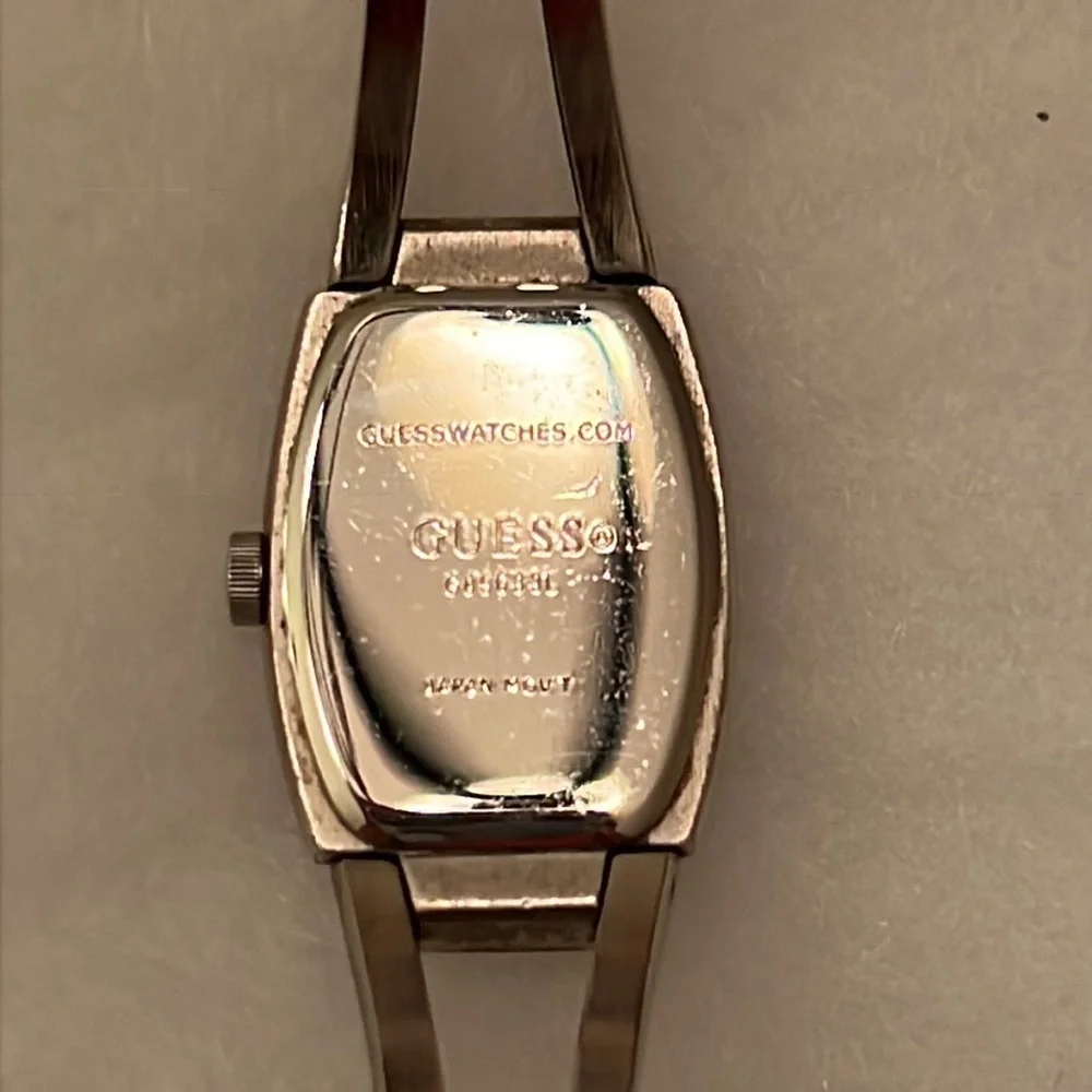 GUESS Womens Silver Tone Watch with Rhinestones